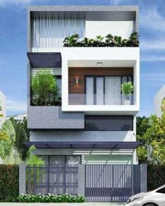 Mẫu thiết kế nhà phố có tầng hầm để xe kiến trúc tân cổ điển
