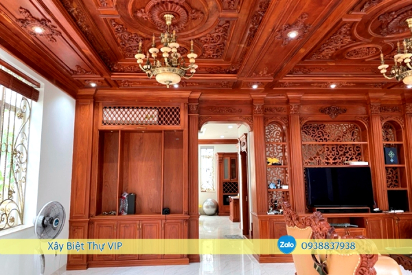 Biệt thự City Land trang trí nội thất gỗ đỏ bậc nhất