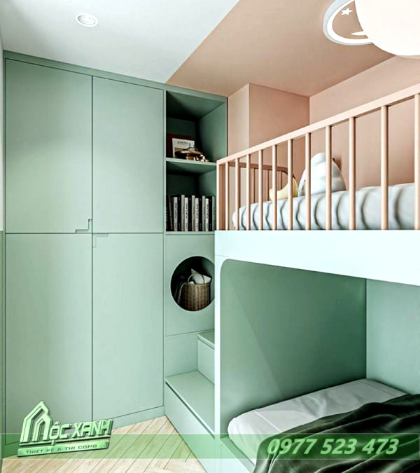 Thiết Kế Phòng ngủ trẻ em 2 tầng