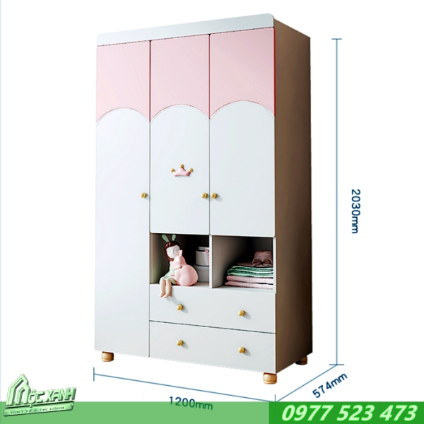 Tủ quần áo bé gái hiện đại