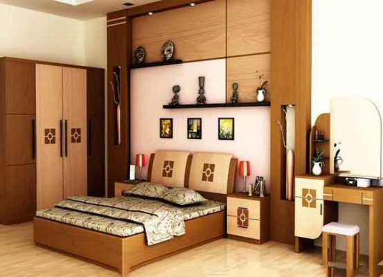 Mẫu nội thất phòng ngủ được làm bằng chất liệu gỗ tự nhiên