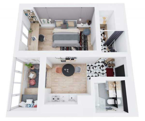 Ý tưởng thiết kế kế nội căn hộ chung cư 50m2