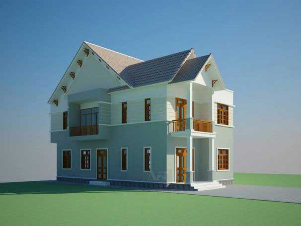 Bản vẽ biệt thự mini 2 tầng đẹp giá rẻ trên diện tích 8×15,5m