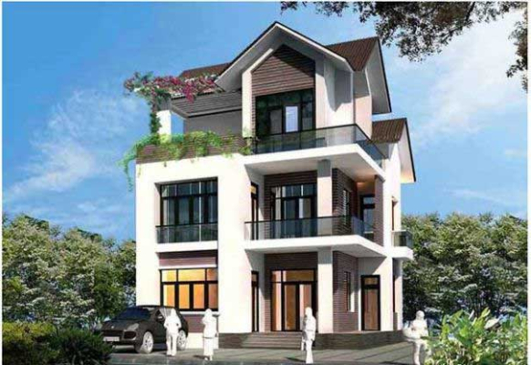 Bản vẽ thiết kế nhà biệt thự 3 tầng mái thái 12x12m