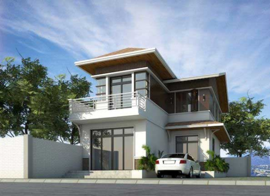 Mẫu biệt thự 2 tầng hình chữ L đẹp phong cách Hiện Đại