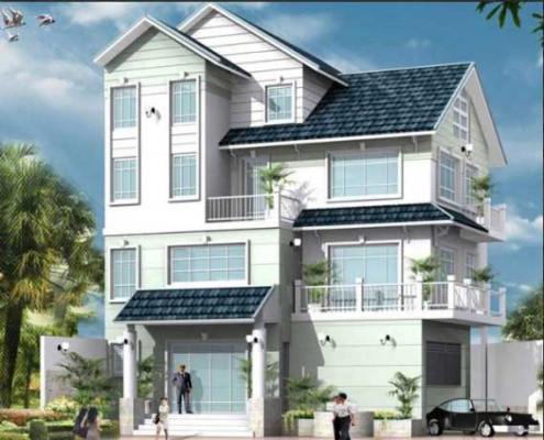 Mẫu biệt thự 3 tầng theo xu hướng 120m2 hòa cùng thiên nhiên