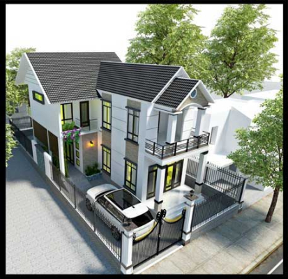 Mẫu nhà 2 tầng hình chữ L đẹp trên diện tích 70m2