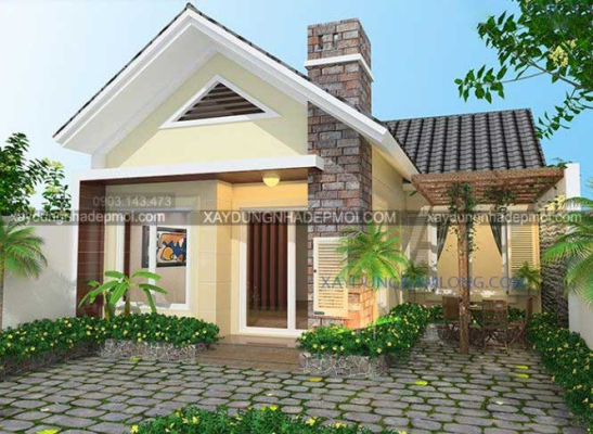 Bản vẽ mẫu nhà vườn 1 tầng đẹp trên diện tích 9x18m