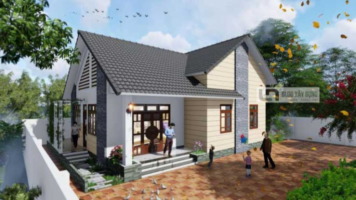 Thiết kế nhà vườn 1 tầng 120m2 kinh phí xây dựng 450 triệu đồng