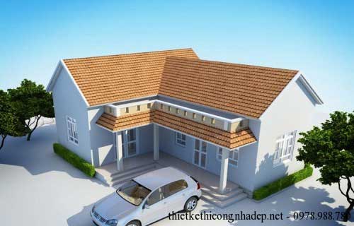 Mẫu nhà cấp 4 mái thái hình chữ L diện tích 9x13m