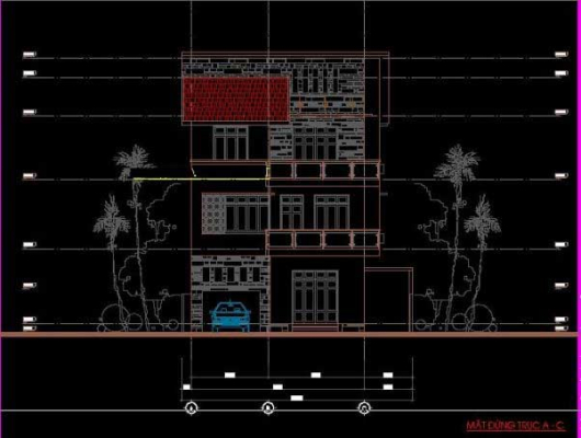 Bản vẽ thiết kế nhà chiều ngang 9m phong cách Hiện đại 2023